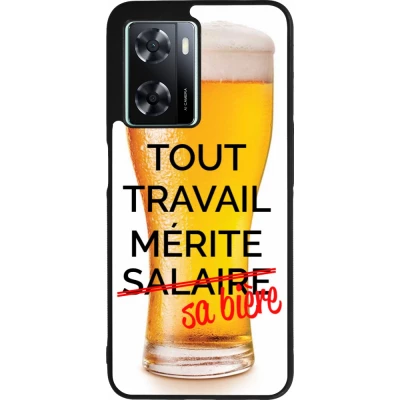 Coque OPPO A57 5G - Silicone rigide noir Tout travail mérite sa bière