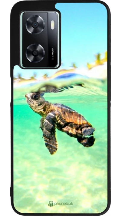 Coque OPPO A57 5G - Silicone rigide noir Turtle Underwater