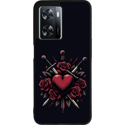 Coque OPPO A57 5G - Silicone rigide noir Valentine 2024 gothic love