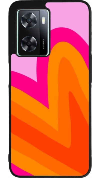 Coque OPPO A57 5G - Silicone rigide noir Valentine 2024 heart gradient