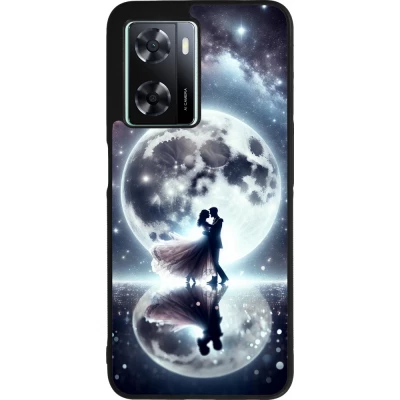 Coque OPPO A57 5G - Silicone rigide noir Valentine 2024 Love under the moon