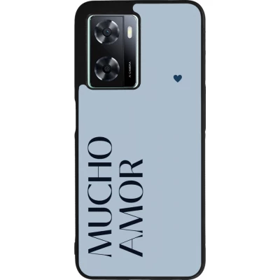 Coque OPPO A57 5G - Silicone rigide noir Valentine 2024 mucho amor azul