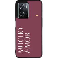 Coque OPPO A57 5G - Silicone rigide noir Valentine 2024 mucho amor rosado