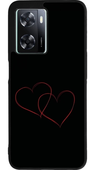 Coque OPPO A57 5G - Silicone rigide noir Valentine 2023 attached heart