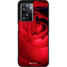 Coque OPPO A57 5G - Silicone rigide noir Valentine 2022 Rose