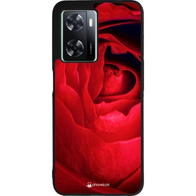 Coque OPPO A57 5G - Silicone rigide noir Valentine 2022 Rose
