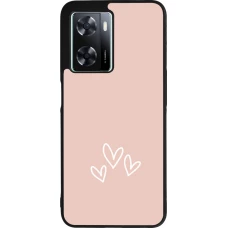 Coque OPPO A57 5G - Silicone rigide noir Valentine 2023 three minimalist hearts
