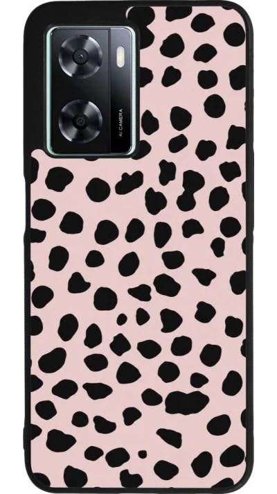 Coque OPPO A57 5G - Silicone rigide noir Wild Leopard Pink