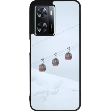 Coque OPPO A57 5G - Silicone rigide noir Winter 22 ski lift