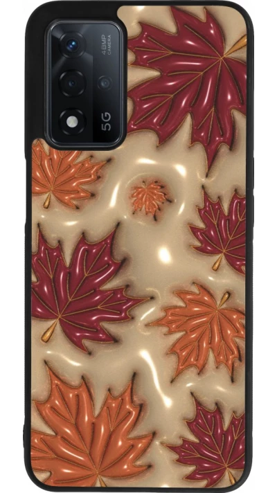 Coque OPPO A93s 5G - Silicone rigide noir Autumn 26 3D leaves