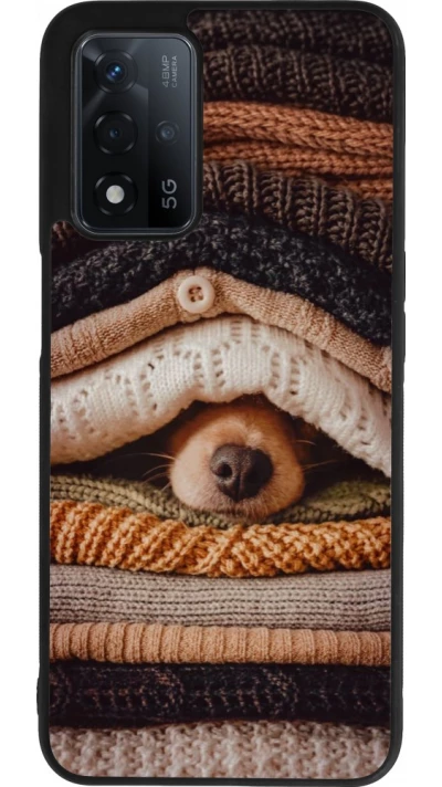 Coque OPPO A93s 5G - Silicone rigide noir Autumn 26 Dog under the covers
