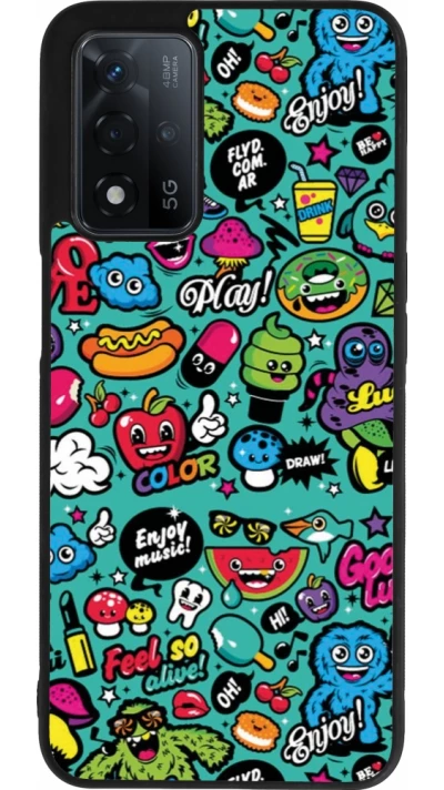 OPPO A93s 5G Case Hülle - Silikon schwarz Cartoons old school