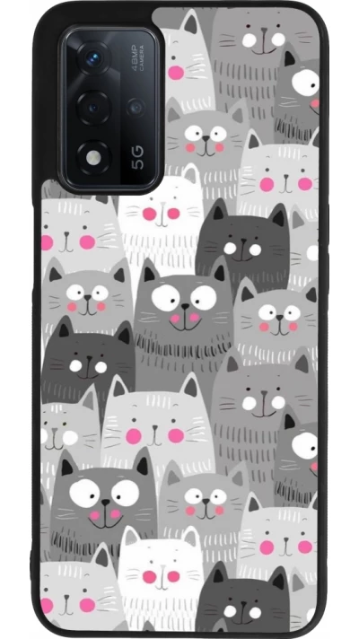 OPPO A93s 5G Case Hülle - Silikon schwarz Katzenschwärme