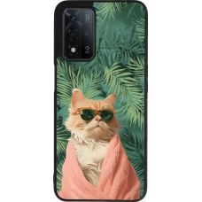 OPPO A93s 5G Case Hülle - Silikon schwarz Cat Summer Palms