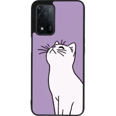Coque OPPO A93s 5G - Silicone rigide noir Chat sur fond violet