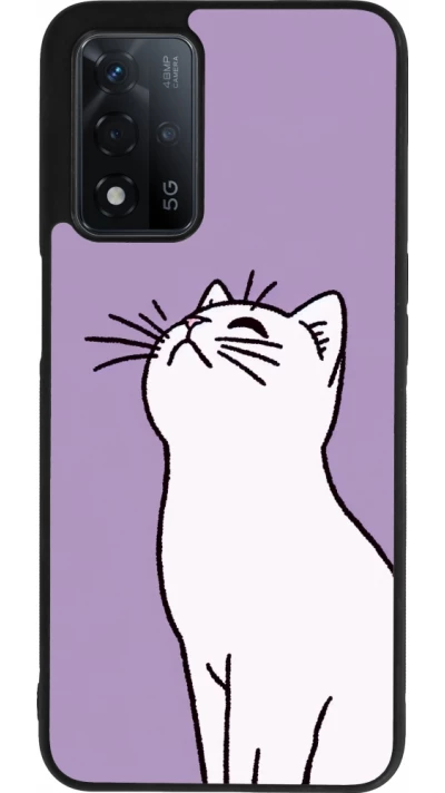 OPPO A93s 5G Case Hülle - Silikon schwarz Chat auf lila Hintergrund