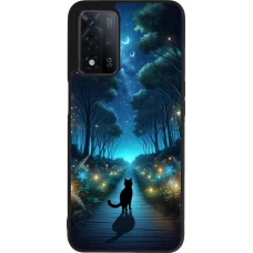 Coque OPPO A93s 5G - Silicone rigide noir Chat noir promenade