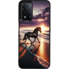 OPPO A93s 5G Case Hülle - Silikon schwarz Pferd majestätisch Strand