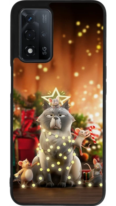 OPPO A93s 5G Case Hülle - Silikon schwarz Christmas 25 Xmas Cat