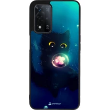 OPPO A93s 5G Case Hülle - Silikon schwarz Cute Cat Bubble