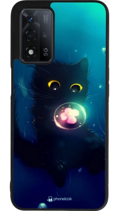 OPPO A93s 5G Case Hülle - Silikon schwarz Cute Cat Bubble