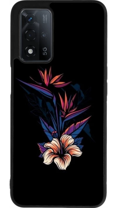 OPPO A93s 5G Case Hülle - Silikon schwarz Dark Flowers