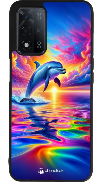OPPO A93s 5G Case Hülle - Silikon schwarz Glücklicher Regenbogen-Delfin