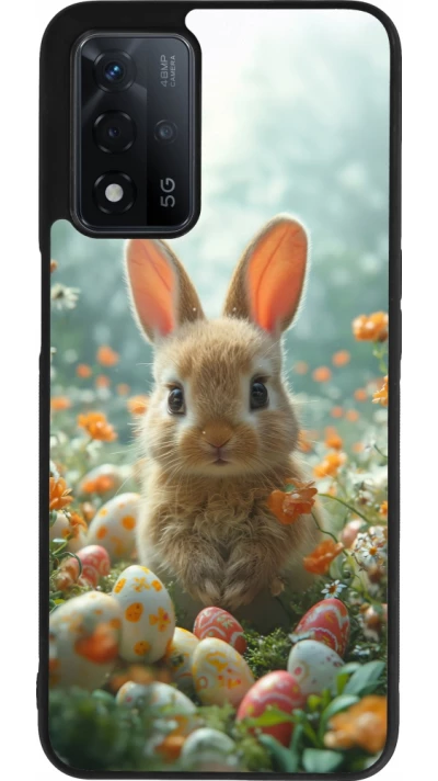 OPPO A93s 5G Case Hülle - Silikon schwarz Easter 2026 Rabbit in the garden