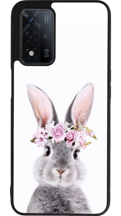 OPPO A93s 5G Case Hülle - Silikon schwarz Easter 2023 flower bunny