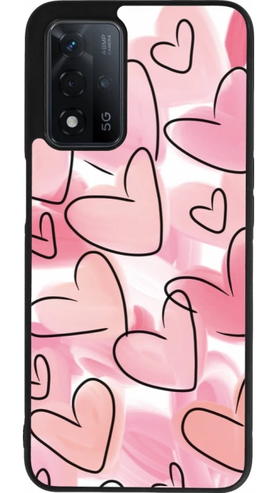 OPPO A93s 5G Case Hülle - Silikon schwarz Easter 2023 pink hearts