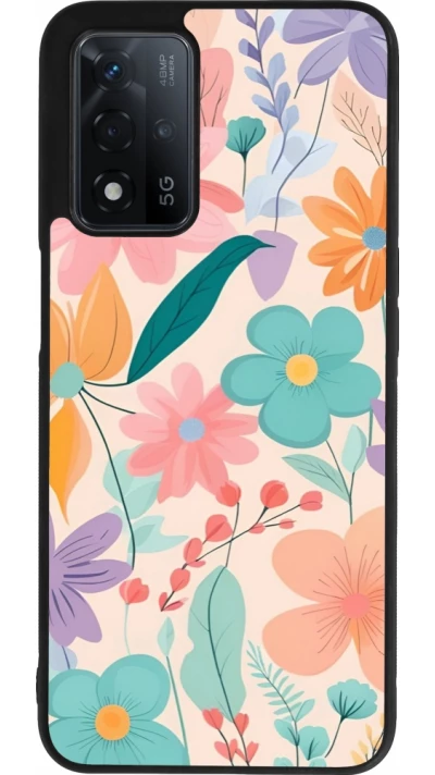 OPPO A93s 5G Case Hülle - Silikon schwarz Easter 2024 spring flowers