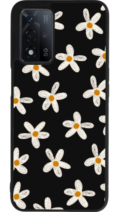 OPPO A93s 5G Case Hülle - Silikon schwarz Easter 2024 white on black flower