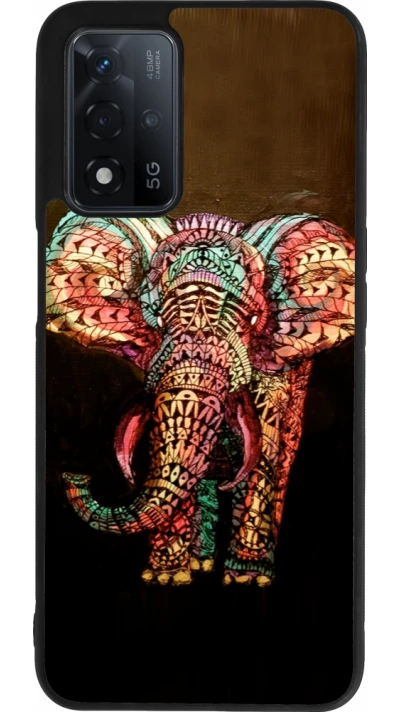 OPPO A93s 5G Case Hülle - Silikon schwarz Elephant 02