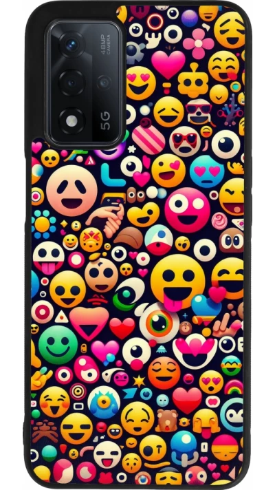 OPPO A93s 5G Case Hülle - Silikon schwarz Emoji Mix Farbe