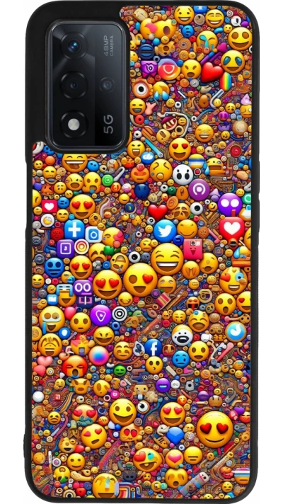 OPPO A93s 5G Case Hülle - Silikon schwarz Emoji gemischt
