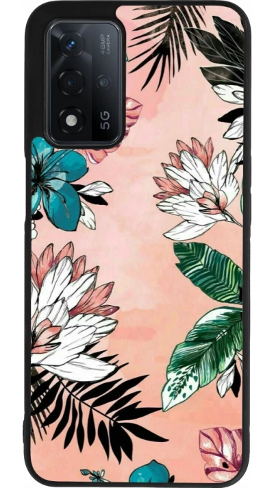 OPPO A93s 5G Case Hülle - Silikon schwarz Flowers Artprint