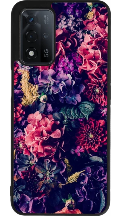 OPPO A93s 5G Case Hülle - Silikon schwarz Flowers Dark