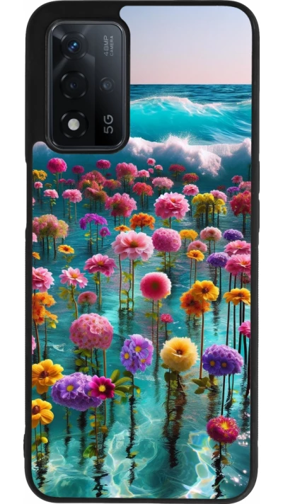 OPPO A93s 5G Case Hülle - Silikon schwarz Blumenmeer Wellen