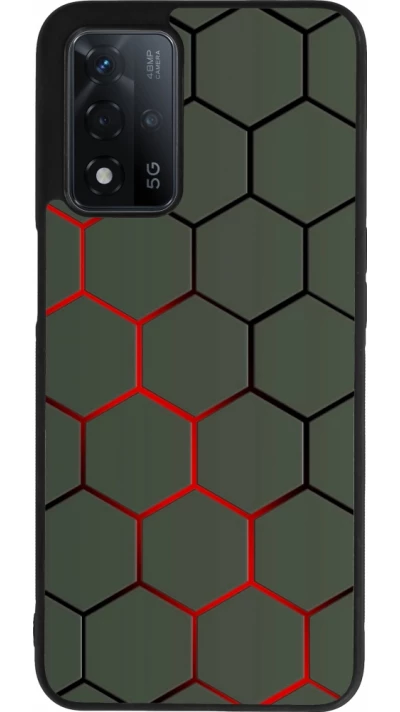 OPPO A93s 5G Case Hülle - Silikon schwarz Geometric Line red