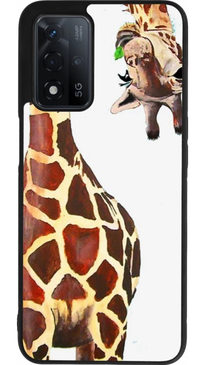 OPPO A93s 5G Case Hülle - Silikon schwarz Giraffe Fit