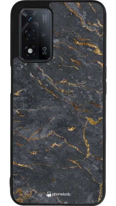 OPPO A93s 5G Case Hülle - Silikon schwarz Grey Gold Marble