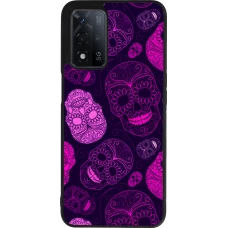 Coque OPPO A93s 5G - Silicone rigide noir Halloween 2023 pink skulls