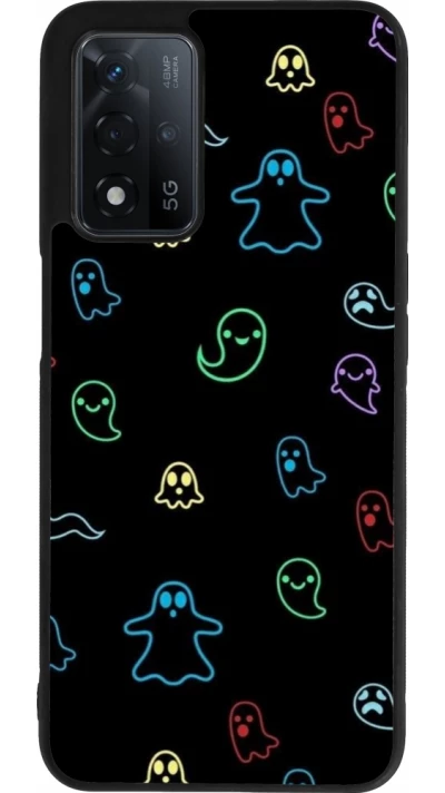 OPPO A93s 5G Case Hülle - Silikon schwarz Halloween 2024 colorful ghosts