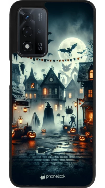 OPPO A93s 5G Case Hülle - Silikon schwarz Halloween Spukstadt