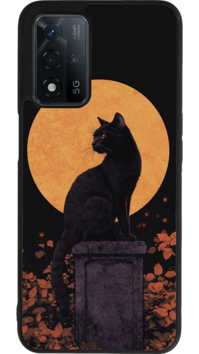 OPPO A93s 5G Case Hülle - Silikon schwarz Halloween 2026 Cat Art Nouveau