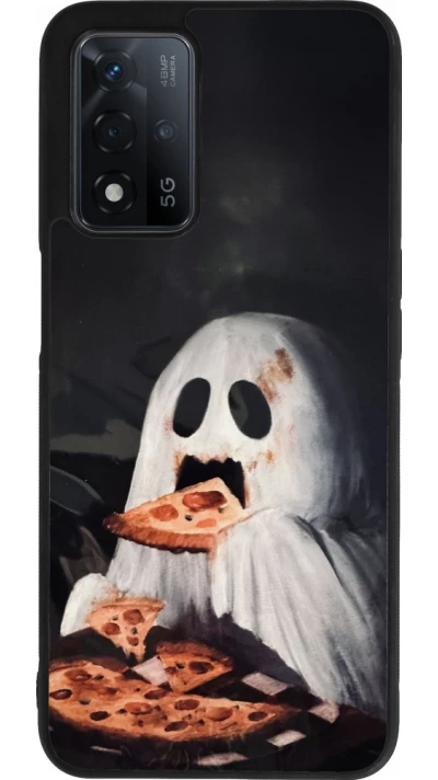 OPPO A93s 5G Case Hülle - Silikon schwarz Halloween 2026 Ghost eating pizza