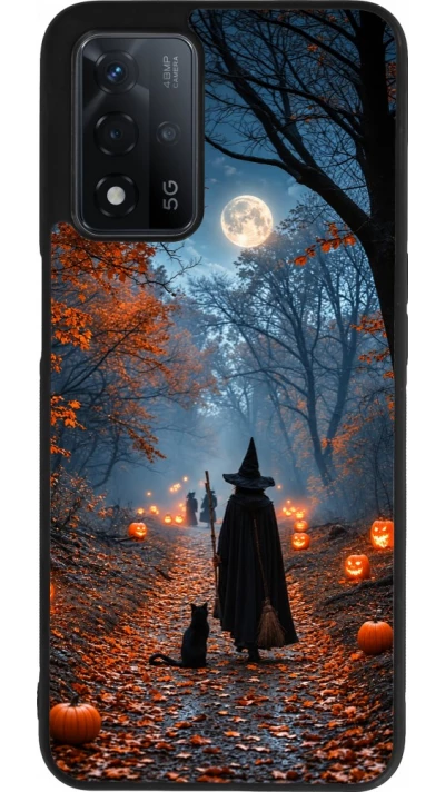 OPPO A93s 5G Case Hülle - Silikon schwarz Halloween 2026 Witch with a cat