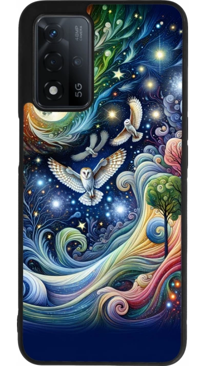 OPPO A93s 5G Case Hülle - Silikon schwarz Fliegender Blumen-Eule