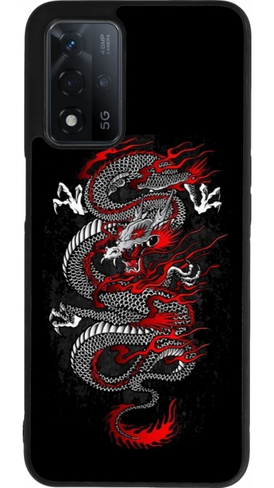 OPPO A93s 5G Case Hülle - Silikon schwarz Japanese style Dragon Tattoo Red Black