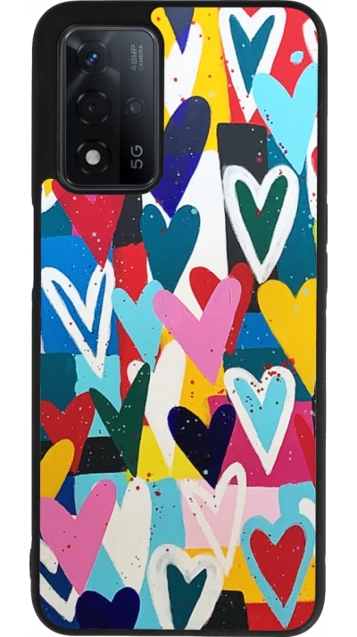 OPPO A93s 5G Case Hülle - Silikon schwarz Joyful Hearts